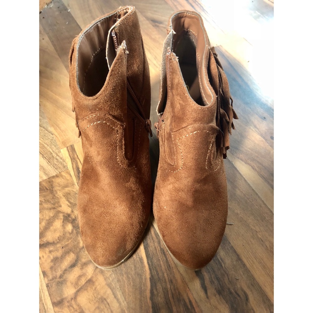 Soda Brand Heeled Booties with Fringe